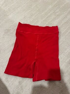 Free people red ribbed biker shorts